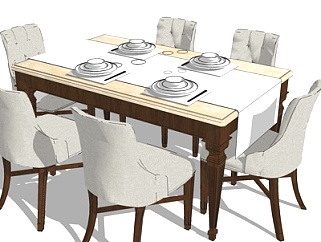 美式条形餐桌椅su模型
