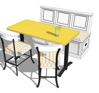 现代卡位餐桌椅su模型