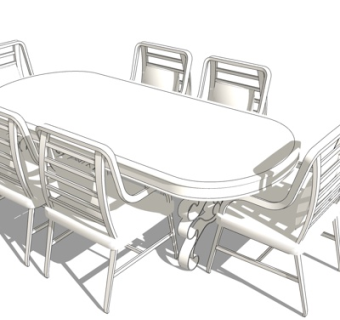 现代餐桌椅su模型