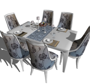 欧式餐桌椅su模型