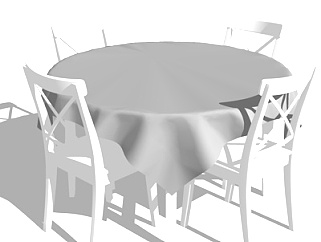 <em>现代圆形</em>餐桌椅su模型