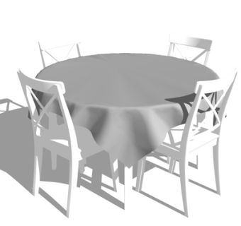 现代圆形餐桌椅su模型