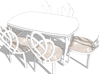 简欧<em>条形</em>餐桌椅su模型