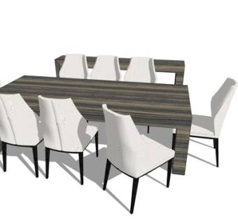 现代条形餐桌椅su模型