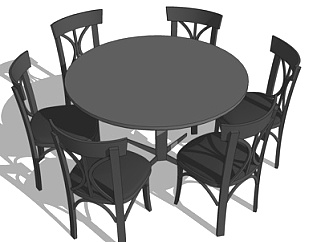 现代圆形餐桌<em>椅</em>su模型