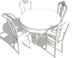<em>欧式圆形</em>餐桌椅su模型