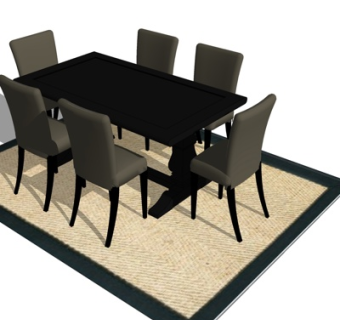 现代条形餐桌椅su模型