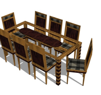 现代条形餐桌椅su模型