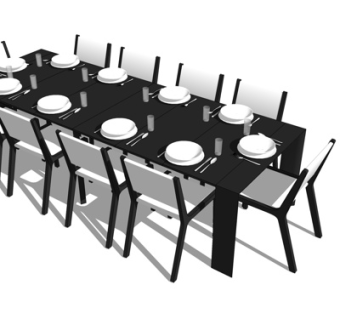 现代条形餐桌椅su模型