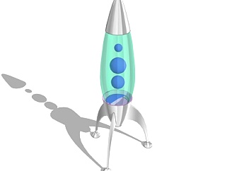 现代金属火箭摆件su模型