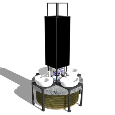 现代多人洗手台su模型