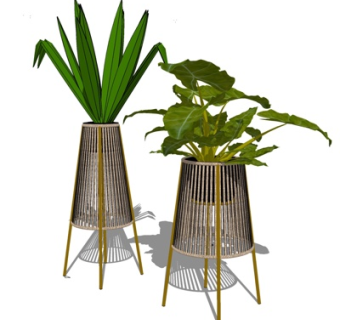 现代室内盆栽su模型