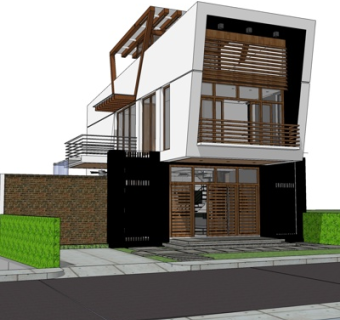 现代独栋别墅su模型