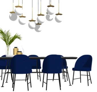 现代条形餐桌椅su模型