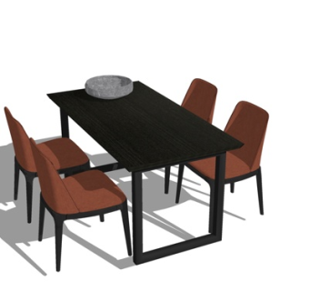现代条形餐桌椅su模型