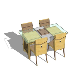 现代餐桌椅su模型