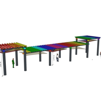 现代实木廊架su模型