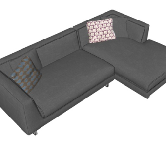 现代布艺多人沙发su模型