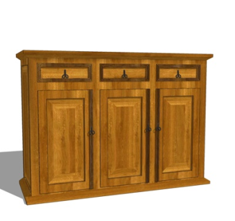 新中式实木边柜su模型