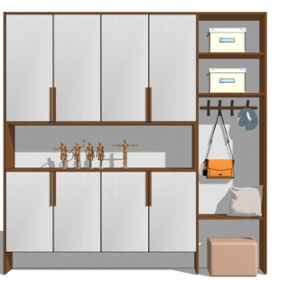 现代玄关多功能鞋柜su模型