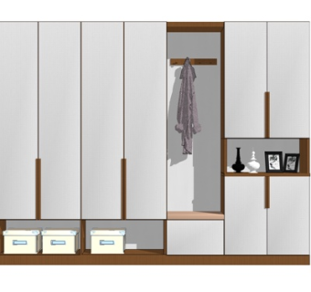 简欧玄关多功能衣柜su模型
