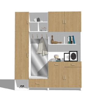 现代玄关多功能鞋柜su模型