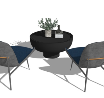 现代布艺休闲椅su模型