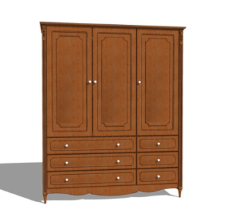 美式实木衣柜su模型