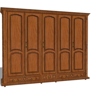 美式实木衣柜su模型