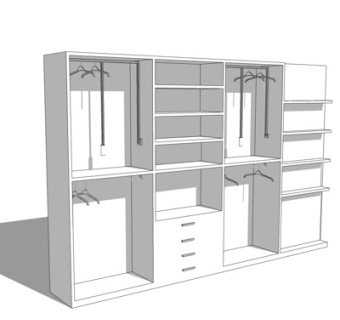 现代实木衣柜su模型