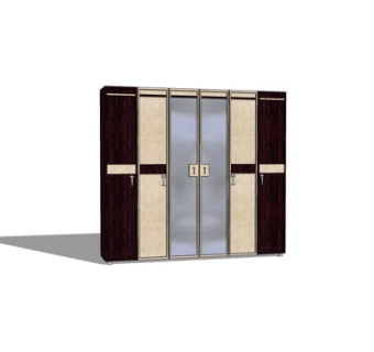 现代实木衣柜su模型