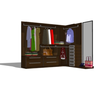 现代多功能衣柜su模型