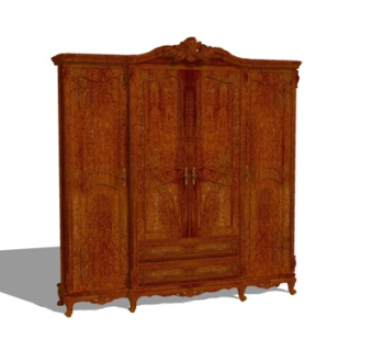 欧式红木衣柜su模型