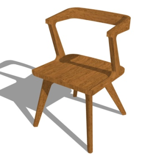 北欧原木单椅su模型