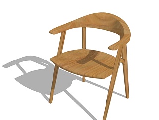 现代原木单椅su模型