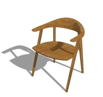 现代原木单椅su模型