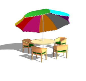 现代室外休闲桌椅su模型