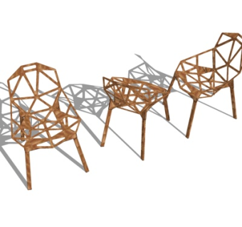 北欧原木单椅su模型