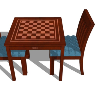 现代实木休闲桌椅su模型