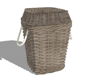 现代竹编脏衣篓su模型