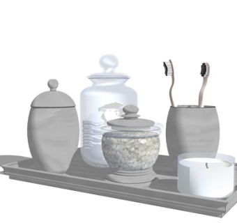 现代浴室摆件su模型