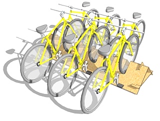 现代单车车架su模型