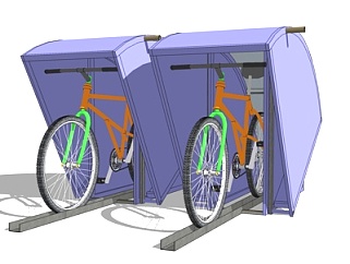现代单车停车棚su模型
