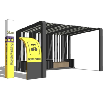 现代单车停车棚su模型