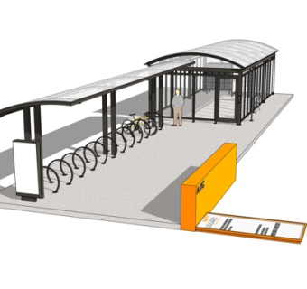 现代单车停车棚su模型