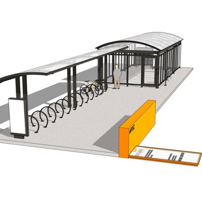 现代单车停车棚su模型