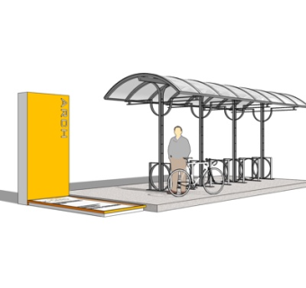 现代单车停车棚su模型
