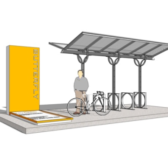 现代单车停车棚su模型