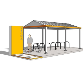 现代单车停车棚su模型