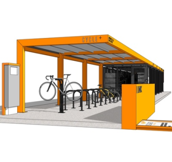 现代单车停车棚su模型